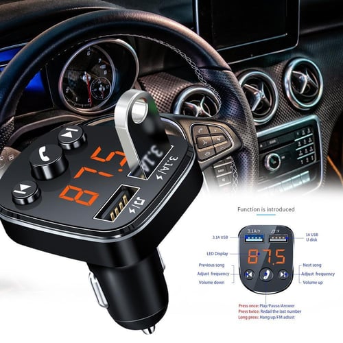 FM Transmitter Bluetooth 5.0 Handsfree Car Kit Audio MP3 Player 1224V