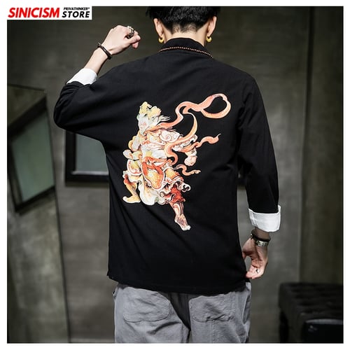 Fashion men Chinese dragon printed long padded casual long pants trousers trendy 