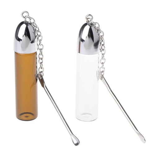 Jewelry  Vial Necklace With Spoon Snuff Container Pill Case