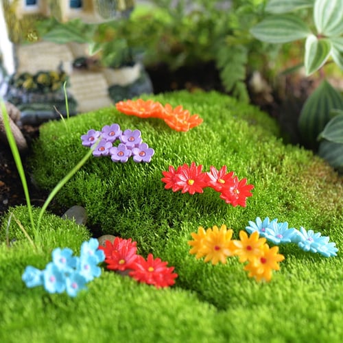 10pcs Beauty Miniature Artificial Flowers Micro Landscape Bonsai Garden Ornament