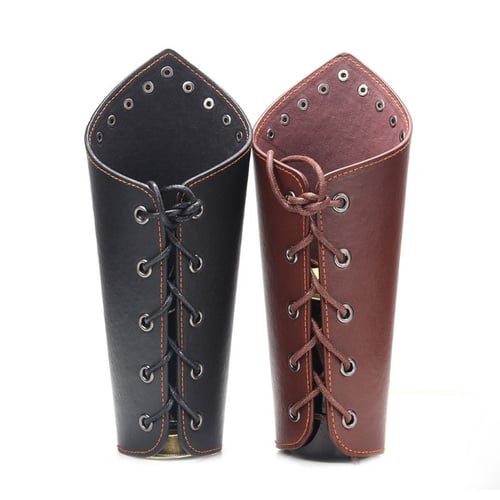 2 Pack Leather Arm Guards Gauntlet Medieval Bracers Punk Bracers Leather Gauntlet for Man and Woman 