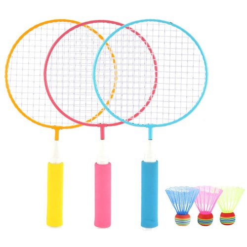 1 Pair Kids Children Badminton Rackets Sport Balls Cartoon Set for Children 