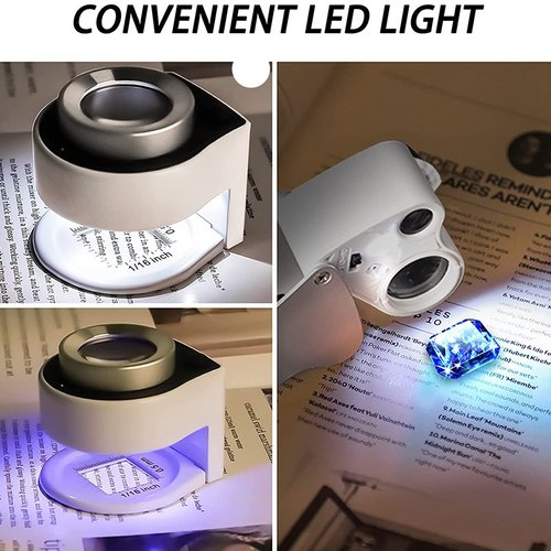 2pcs Illuminated Jewelry Loop Magnifier with LED Light Pocket