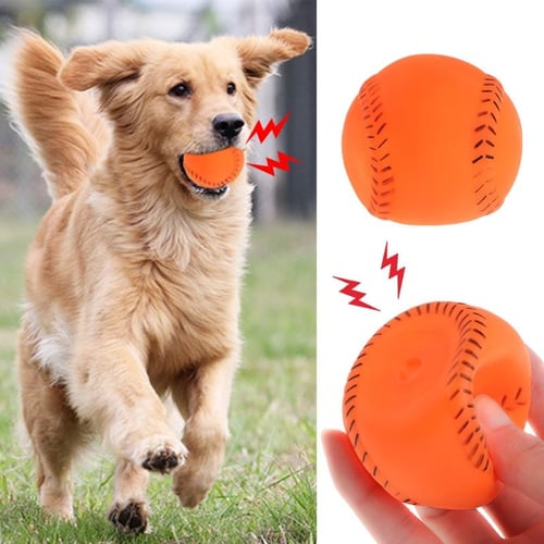 Pet Dog Puppy Sound Chew Squeaker Rubber Ball For Fun Teeth Cleaning Toy 