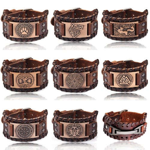 mens viking leather bracelet