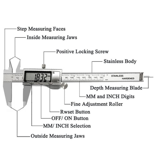 6" 150mm Electronic Digital Stainless Steel Vernier Caliper Micrometer Guage LCD 