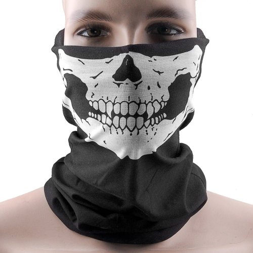 HD Unique Stretchable Windproof Black Tribal Classic Skull Soft Polyester Half Face Mask Facemask Headwear Motorcycle ATV Biker Cycling 