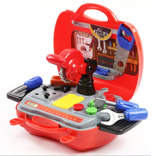 Kids Construction Tools Toy Set Plastic Screws Hammer Pretend Play Carpentry Box 