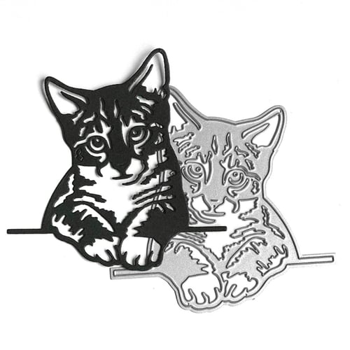 Cats Cutting Dies Animal Cat Metal Die Cuts Cute Two Kittens Embossing Stencil for DIY Scrapbooking Album Photo Craft Paper Cards Decorative 