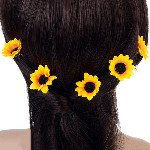 Daisyu Women Girl Bohemian Flower Hairpin Brooch Flower Hair Clip 
