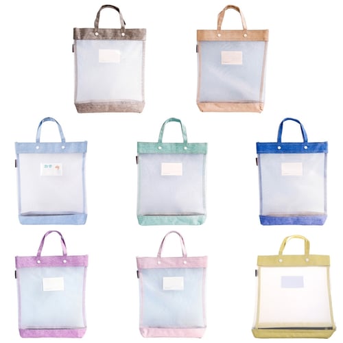 2 pcs Students A4 Stationery Book, Transparent Portable Zipper Bag, Clear  Nylon Tote Bags with Handles