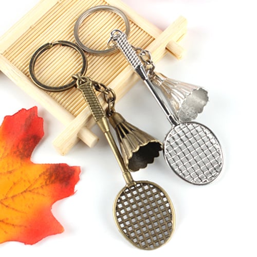 Alloy Bag Pendant Key Ring Great Gift Mini Badminton Keychain 