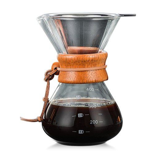 Manual Coffee Filter 400 ml for Glass Jug with Steel Permanent Coffee Filter 