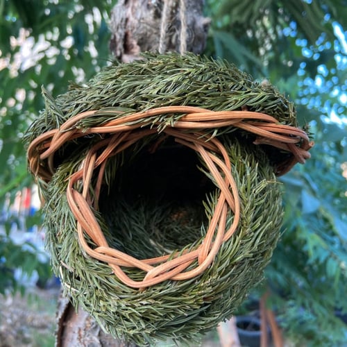 3xHumming Bird Houses For Outside Hanging Natural Grass Hand Woven Bird Nest Hut 
