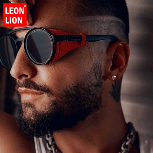 LeonLion 2023 Fashion Retro Sunglasses Men Round Vintage Glasses