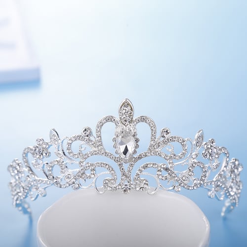 Princess Silver Wedding Bridal Crystal Rhinestone Prom Hair Tiara Crown Headband 