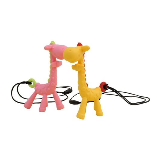 Silicone Giraffe Teether Toy  Baby Teething Pendant Chewable Toy one 