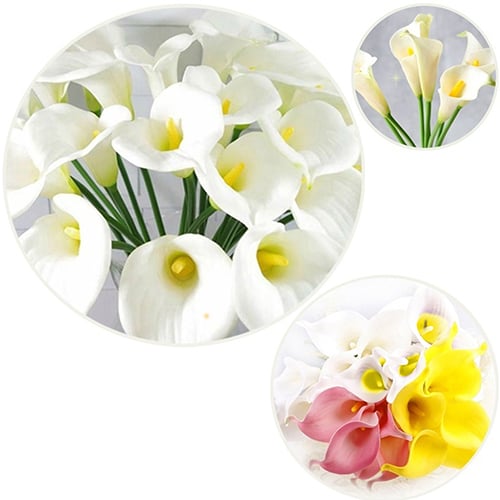 10PCS Latex Real Touch Calla Lily Flower Bouquets Bridal Wedding Home Decor 2015 
