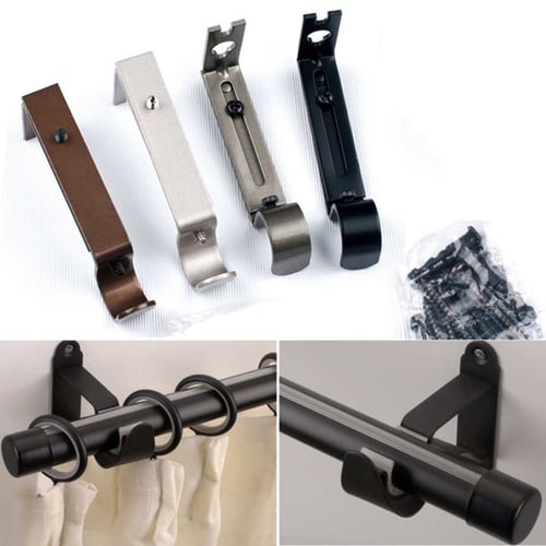 Details about   2PCS PUNCH FREE WINDOW CURTAIN DRAPE ROD BRACKET HOLDER FIXED RACK Healthy 