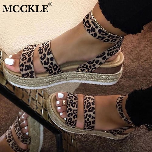 MCCKLE Flat Platform Sandals Women Leopard Hemp Bottom Ladies Shoes Summer  Casual Pu Buckle Strap Sandal Woman Plus Size Female - buy MCCKLE Flat  Platform Sandals Women Leopard Hemp Bottom Ladies Shoes