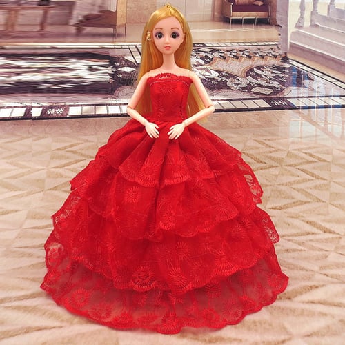 Doll Girl Dressing Wedding Dress BigTail Princess Dress 30cm Doll Clothes ToR*lk 