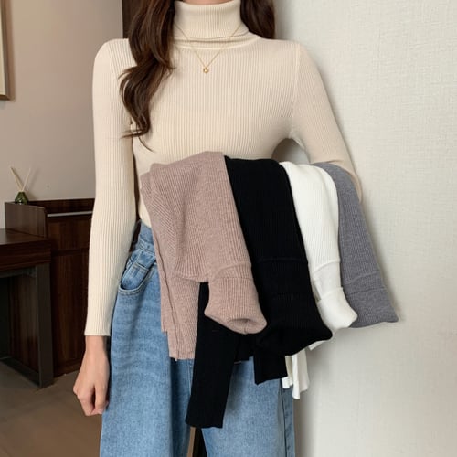 Autumn And Winter Knitted Sweater Women Bottom Up Pullover Pull Femme Solid  Sueter Mujer Turtleneck All Match Truien Dames Shirt - buy Autumn And  Winter Knitted Sweater Women Bottom Up Pullover Pull