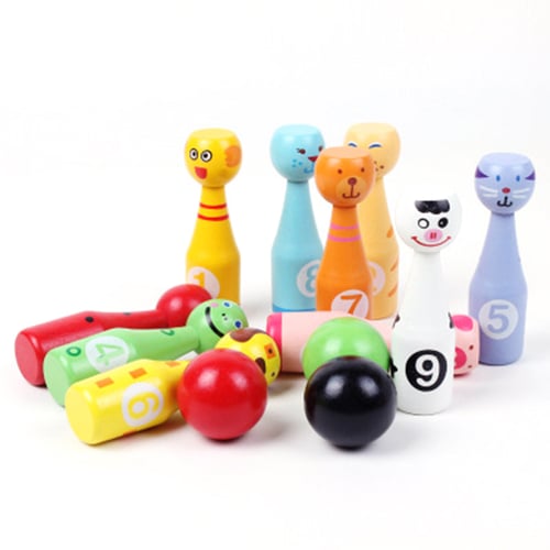 Children Intelligence Development Toy Wooden Bowling Ball Cute Shape for KidGame 