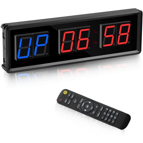 Up Clock 1.5'' LCD Display Interval Timer Count Down Remote fit Gym Fitness 