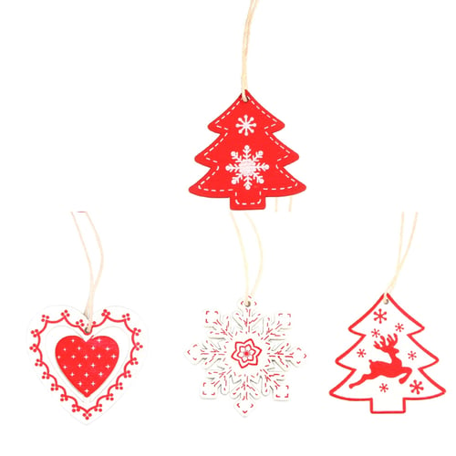 10pcs Wooden Snowflack Christmas Tree Ornaments Home Decor Hanging DIY WE 