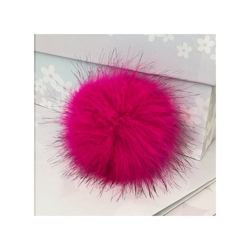 Women Large Faux Raccoon Fur Pom Pom Ball with Press Button for Knitting Hat DIY 