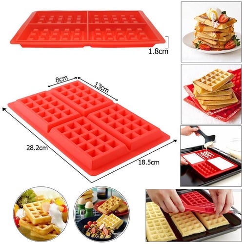 Silicone Waffles Pan Cake Baking Baked Muffin Cake Chocolate Mold Mould Tray Red 