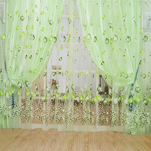Floral Tulle Voile Door Window Curtain Drape Panel Sheer Scarf Valance Divider 
