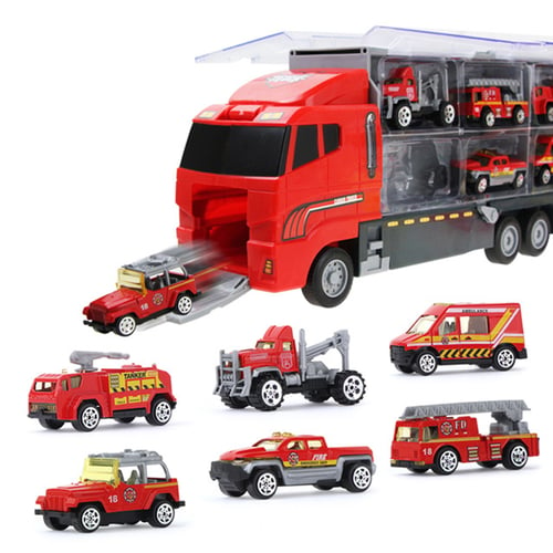 Alloy Toy Car Engineering Police Car Fire Engine Military Truck Tracking Car 