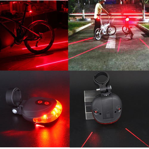 5 LED Cycling Bicycle Bike Tail Flashing Lamp Light Rear Safety Warning 2 Laser 