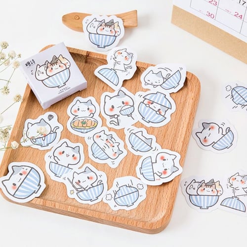 45PCS/Pack Kawaii Cat Sticker Decoration Stationery Stickers DIY Diary Label 