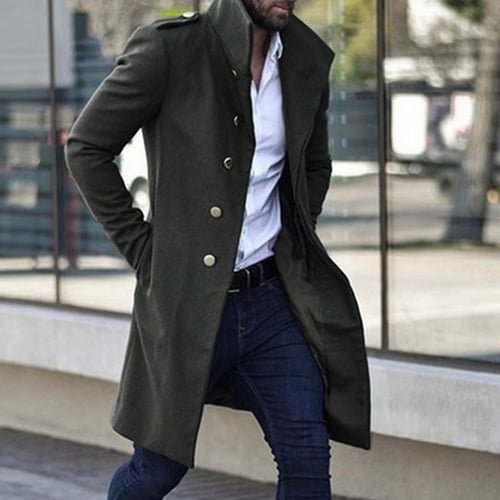 Winter New Wool Coat Men Fashion Business Casual Overcoat Long Section Male 