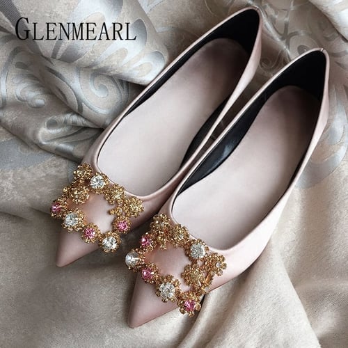 Women Flats Wedding Shoes Rhinestone Pointed Toes Cinderella Cryatal Shoes  Flat Slip On Loafers Plus Party Shoes ballet luxury - buy Women Flats  Wedding Shoes Rhinestone Pointed Toes Cinderella Cryatal Shoes Flat