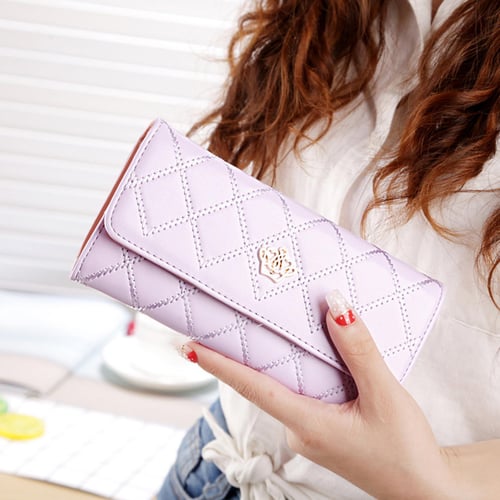 Fashion Women PU Leather Long Card Holder Coin Purse Lady Clutch Wallet Handbag 