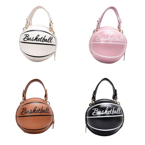 Basketball Shaped Purse For Women Cross Body Handbag Girls Messenger Bag  Tote Shoulder PU Leather Round Handbags 
