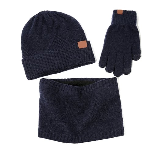 Winter 3Pcs Long Scarf Gloves Set Print UK British USA American Flag Beanie Hat For Adult 