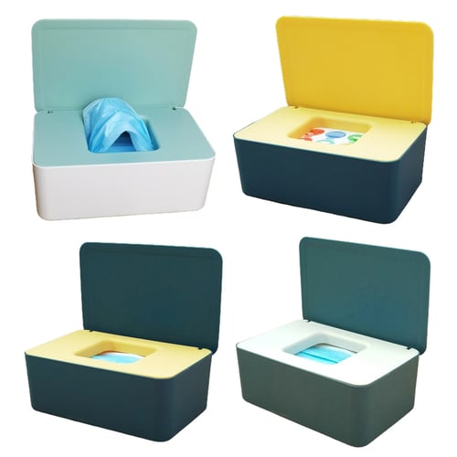 Wet Wipes Storage Box Flip Cover Dustproof Baby Wet Wipe Dispenser with Stickers 