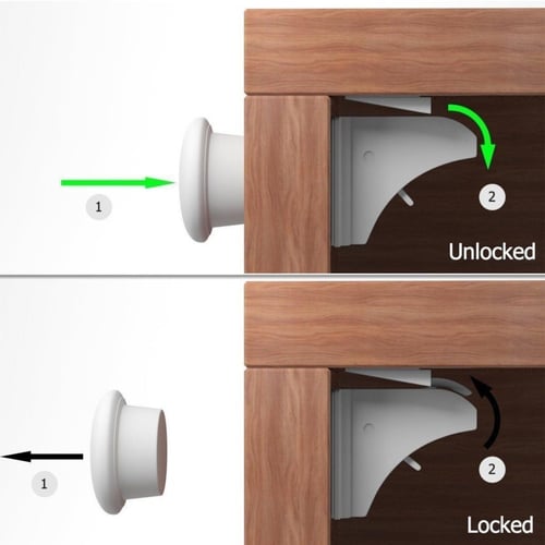 10PCS Magnetic Cabinet Locks Baby Safety Invisible Child Proof Cupboard Drawer 