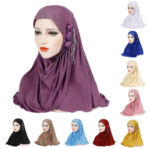 New Lace Flower Tassel Muslim Hijab Islamic Scarf Arab Shawls Headwear 