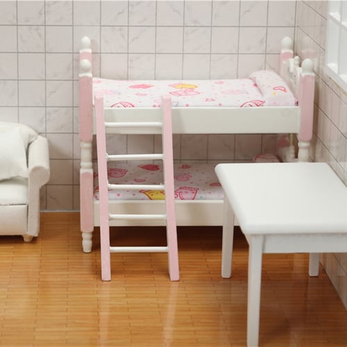 1:12Dollhouse Miniature Children Bedroom Furniture Bunk Bed Ladder Set Kid's Toy 