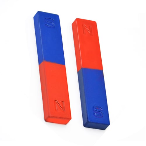 2PCS PHYSICS EXPERIMENT POLE TEACHING TOOL RED BLUE PAINTED N/S BAR MAGNET 