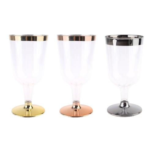 100 Pack Gold Glitter Plastic Champagne Flutes 5 Oz Clear Plastic Toasting  Glasses Disposable Wedding Party Cocktail Cups 