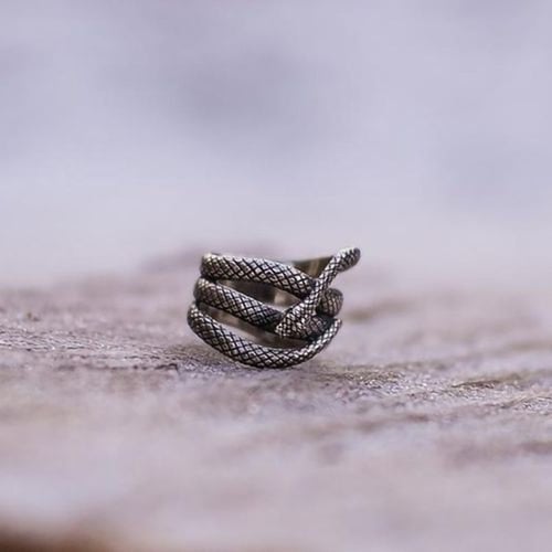 Punk Rock Style Stainless Steel Band Gothic Serpentine Snake Men's Women's Ring 