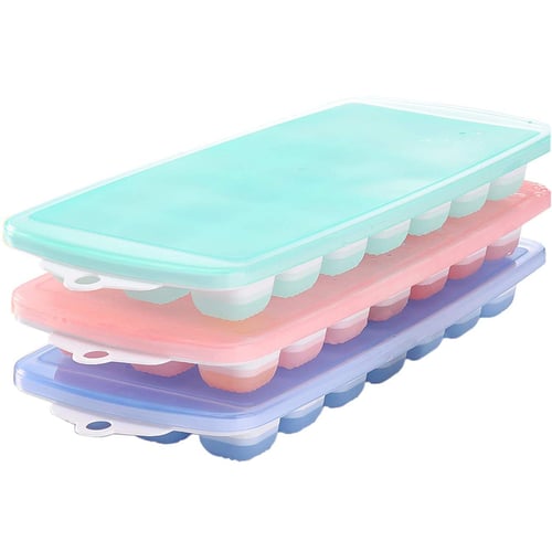 Ice Cube Trays,Ice Tray Food Grade Flexible Silicone Ice Cube Tray Molds  with Lids, Easy Release Ice Trays Make 63 Ice Cube, Stackable Dishwasher  Safe, Non-toxic,BPA Free (3 Packs) 