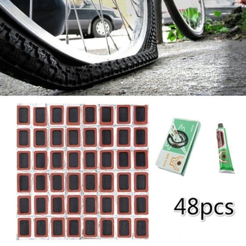 48Pcs Round Rubber Bicycle Tire Patch Bike Tire Puncture Tube Tyre Repair Tools 