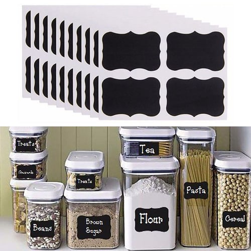 40Pcs Waterproof Chalkboard Kitchen Spice Label Stickers Home Jar Bottle Tags 